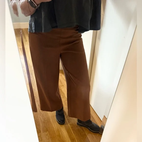 Joie Brown High Waisted Wide Leg Cropped Pants - Picture 5 of 9